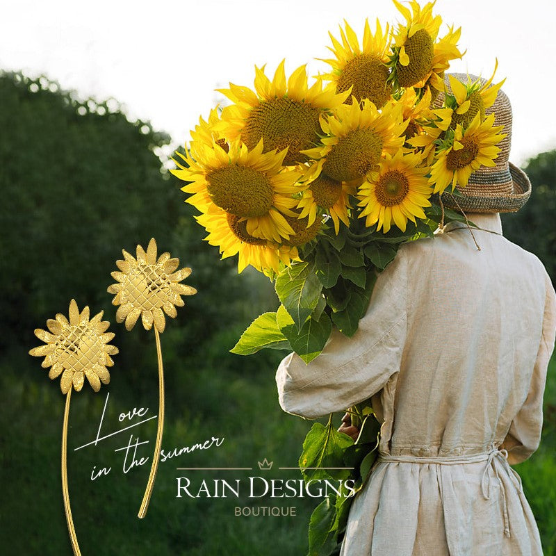 Sunflower 925 Silver Floral Earrings