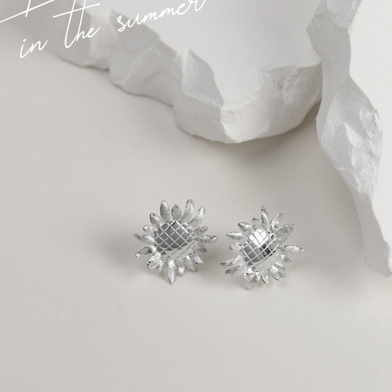 Sunflower 925 Silver Floral Earrings