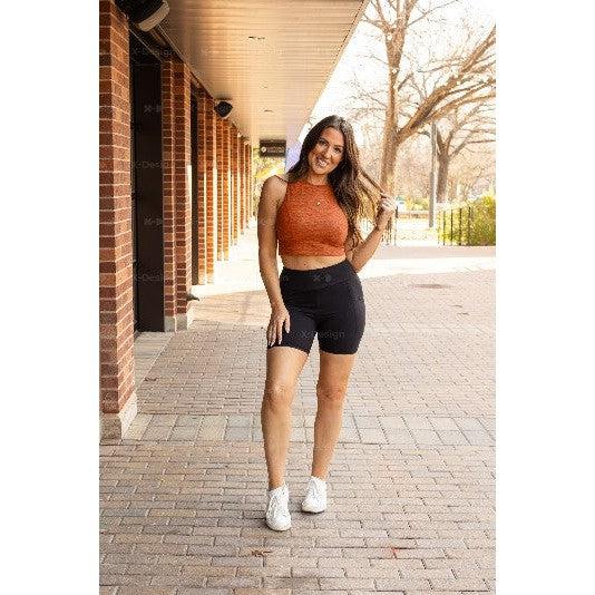 The Maggie - Black REGULAR Waistband Biker 5" 