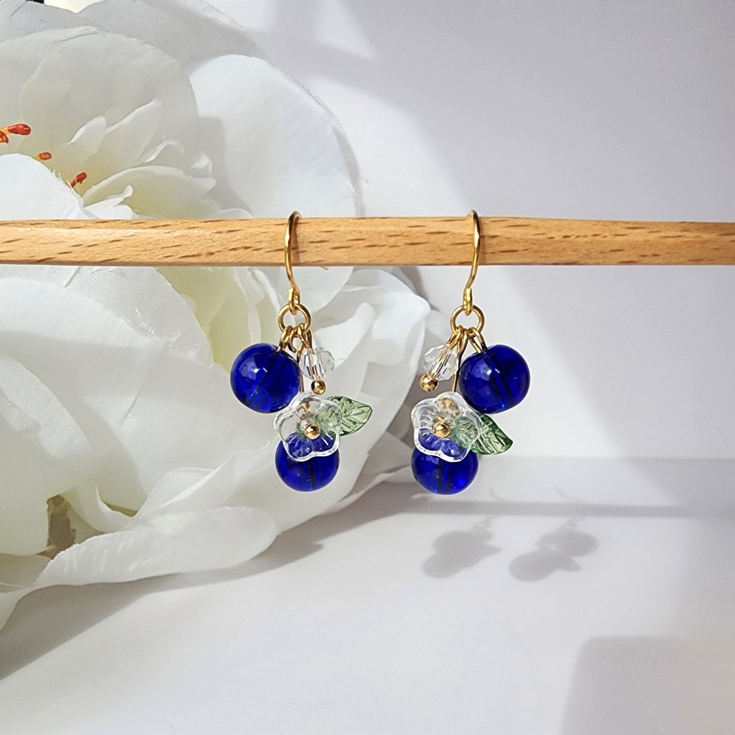 Blueberry Cluster Glass Earrings