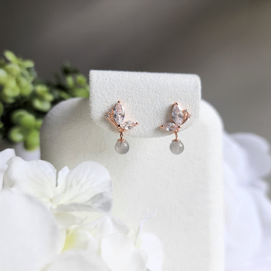 Moon Stone Shine Butterfly Stud Earrings