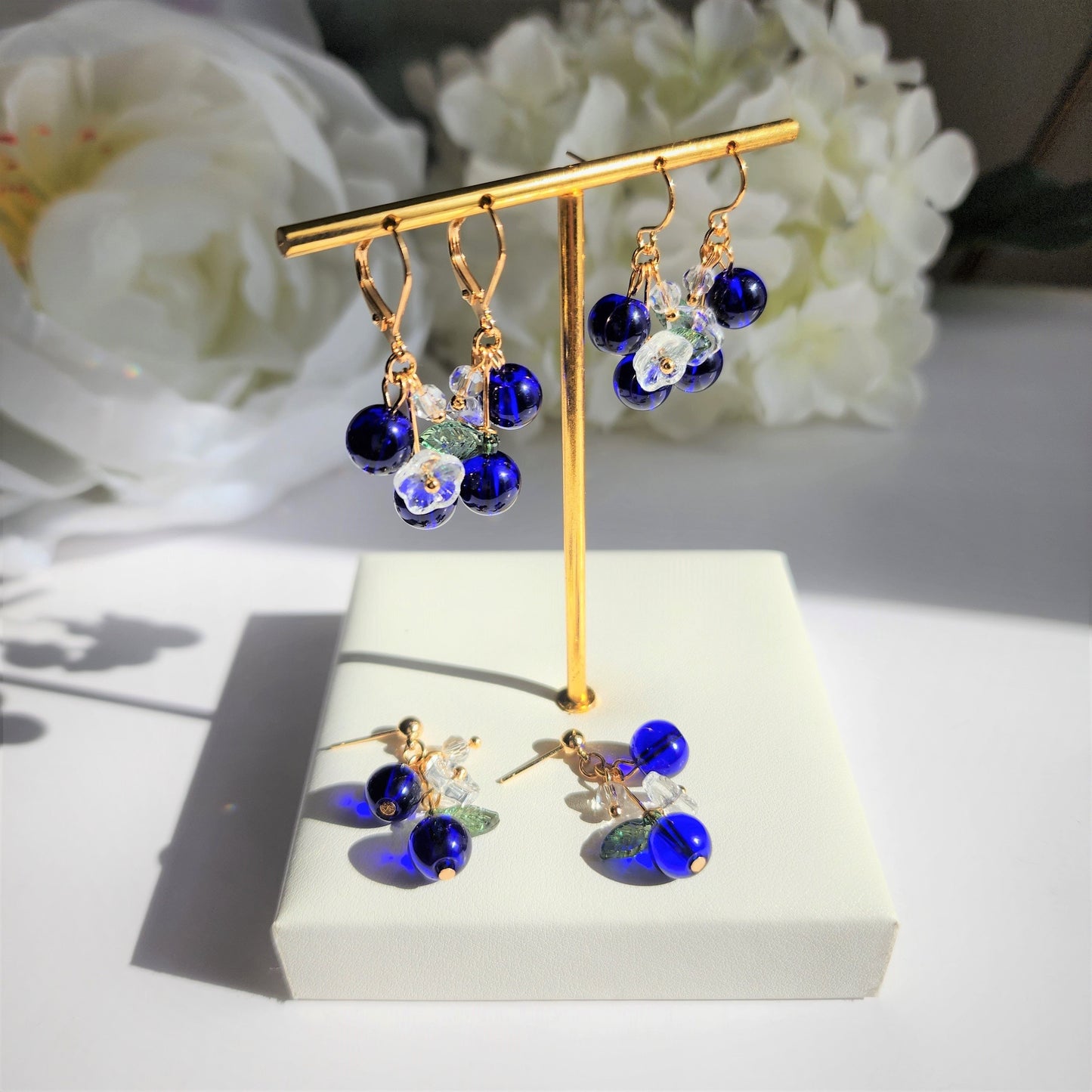 Blueberry Cluster Glass Earrings