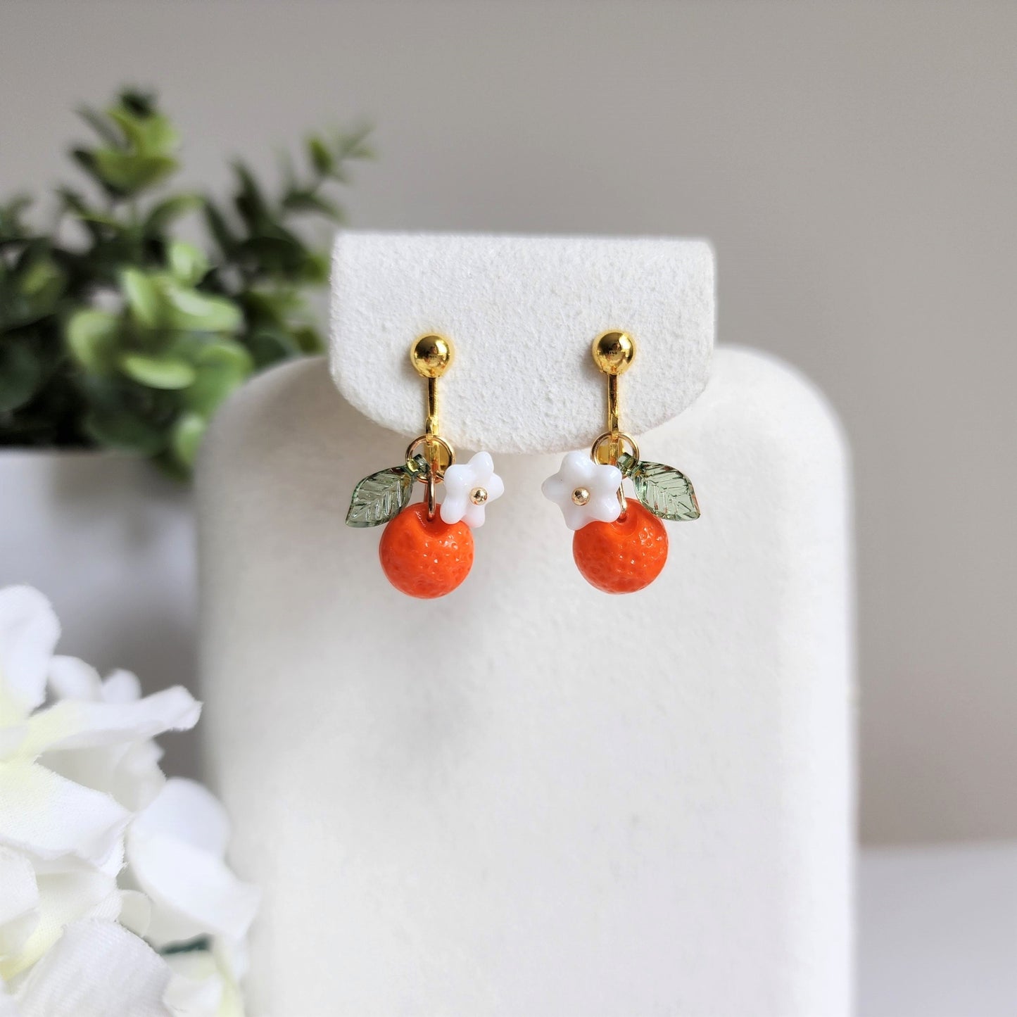 Orange Fruit Earrings | Handmade Fruit Earrings