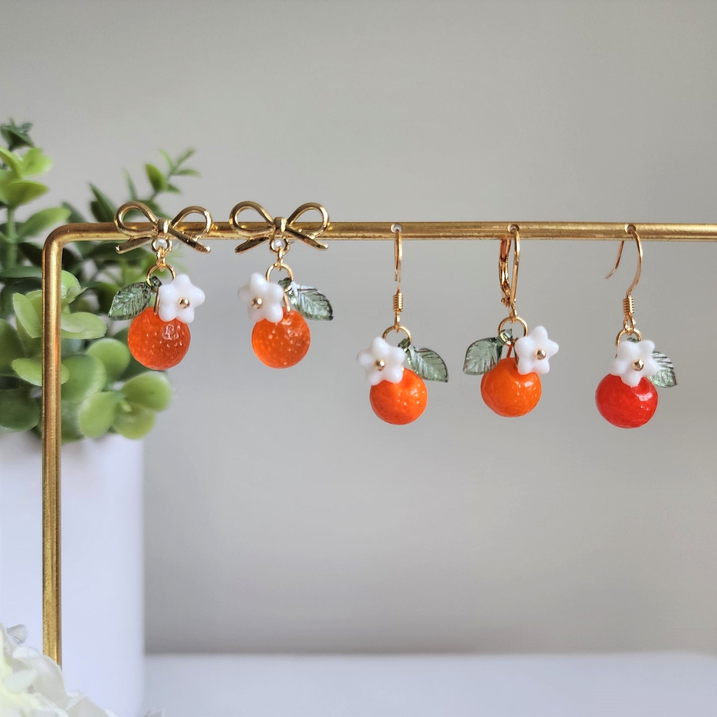 Orange Fruit Earrings | Handmade Fruit Earrings