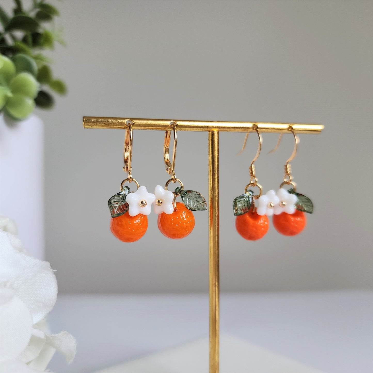 Orange Fruit Earrings | Handmade Fruit Earrings
