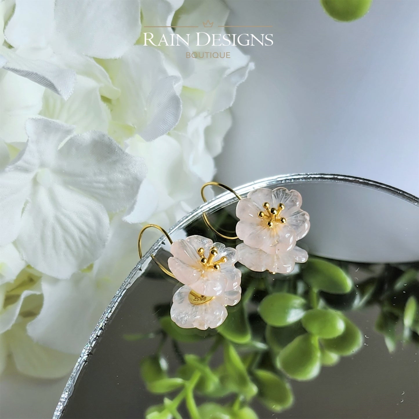 Flower in the Rain 925 Silver Dangle Earrings