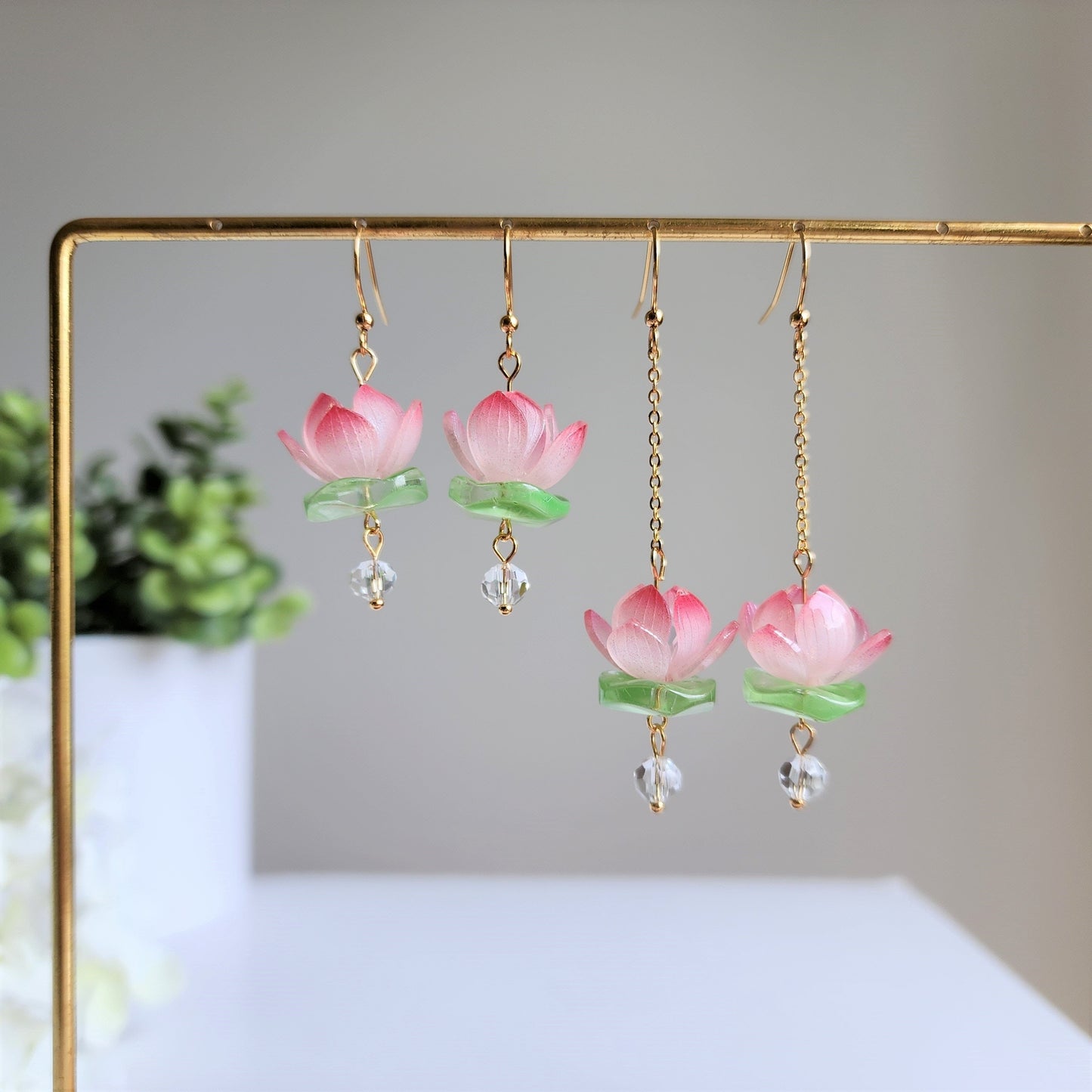 Water Lily Lotus Flower Blossom Earrings