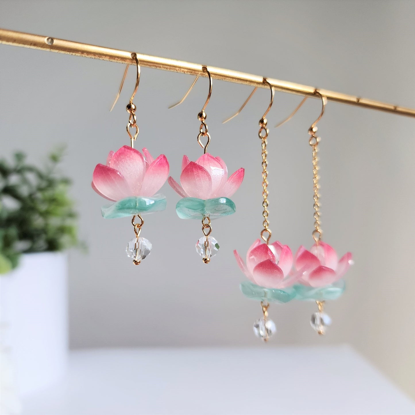Water Lily Lotus Flower Blossom Earrings