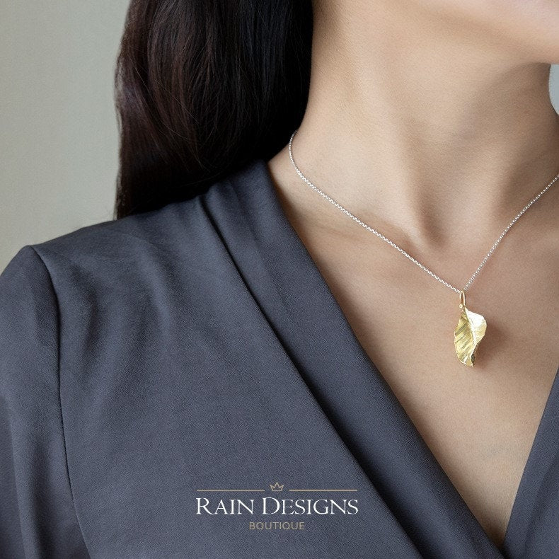 Gold Autumn Leaf Necklace