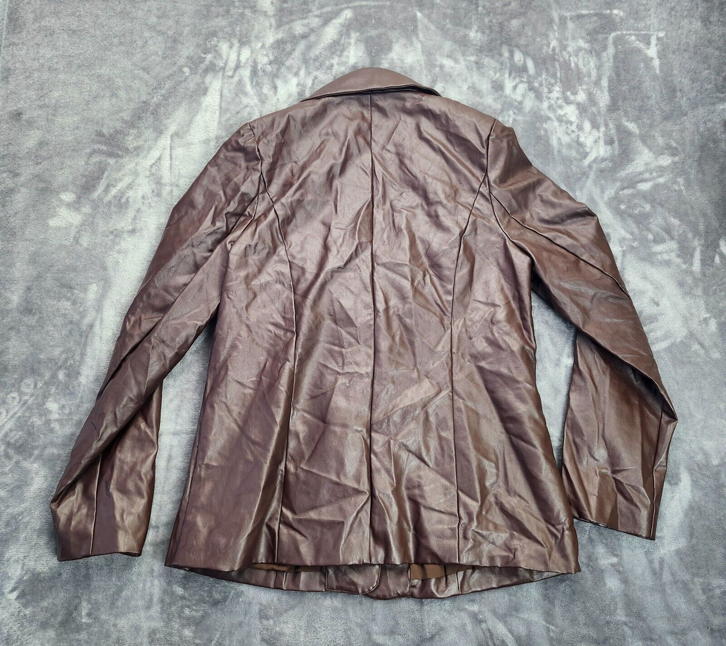 Finesse Womens Thea Brown Vegan Leather Blazer Size XL