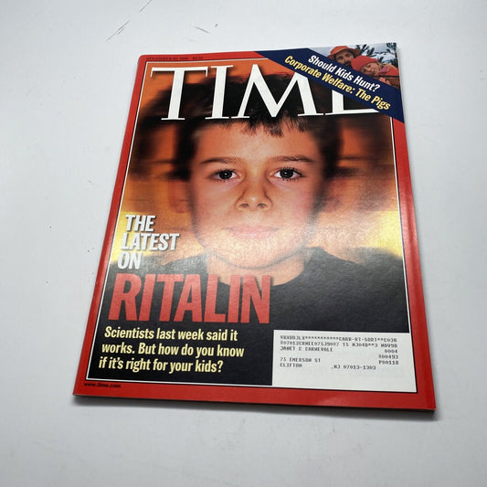 1998 November 30, Time Magazine, The Latest On Ritalin/What's Up, GOP? (CP3)