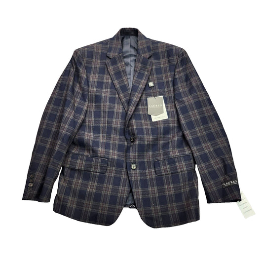 Lauren Ralph Lauren Polyester Blue Plaid Suit Jacket Blazer 38S NWT