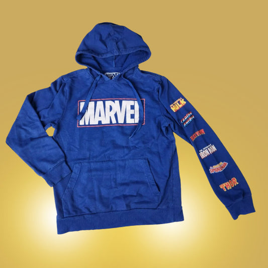 Hybrid Men's Marvel Logo Hoodie Sweatshirt S Blue
