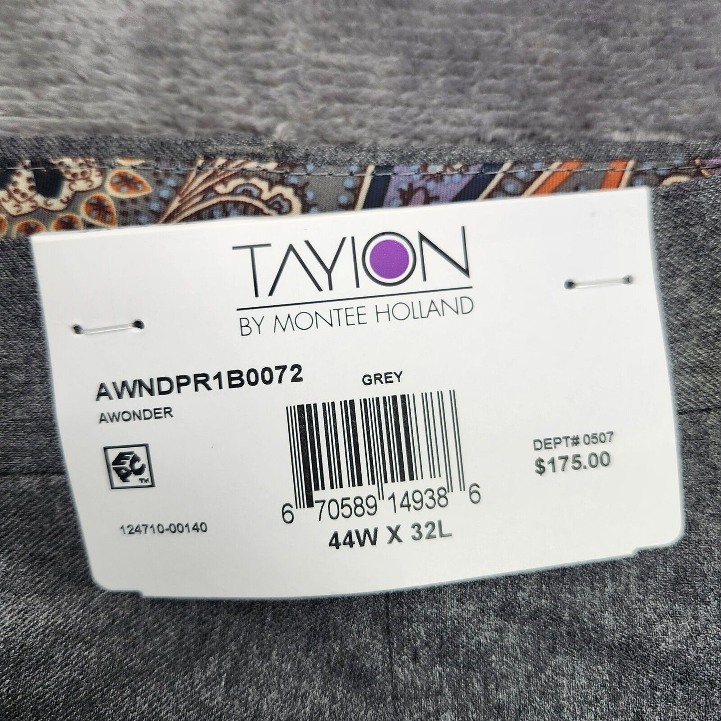 Tayion By Montee Holland Mens Classic-Fit Wool-Blend Dress Pants 44W x 32L Grey