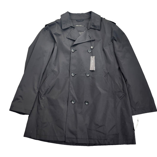 NWT Kenneth Cole NY Mens Rain Jacket Trench Coat Rado Black size 46 Regular