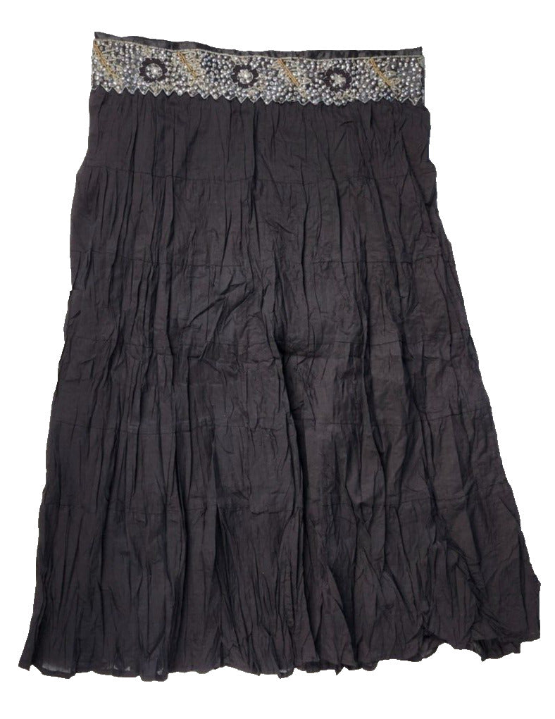 Citicraze Casualwear Inc womens XL BLack Crinkle Maxi Skirt