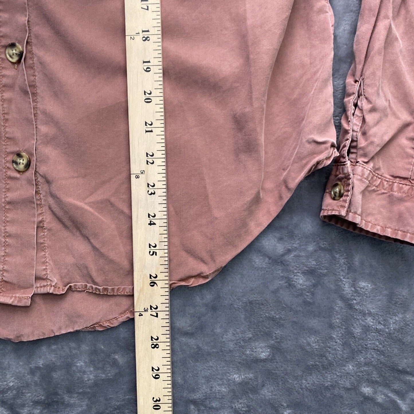 Thread & Supply Shirt Dress Womens Large Pink / Peach Button Up Roll Tab Sleeve