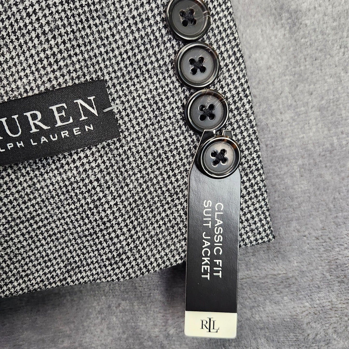 Lauren Ralph Lauren Classic-Fit Wool Suit Jacket Black/White Houndstooth 38S NWT