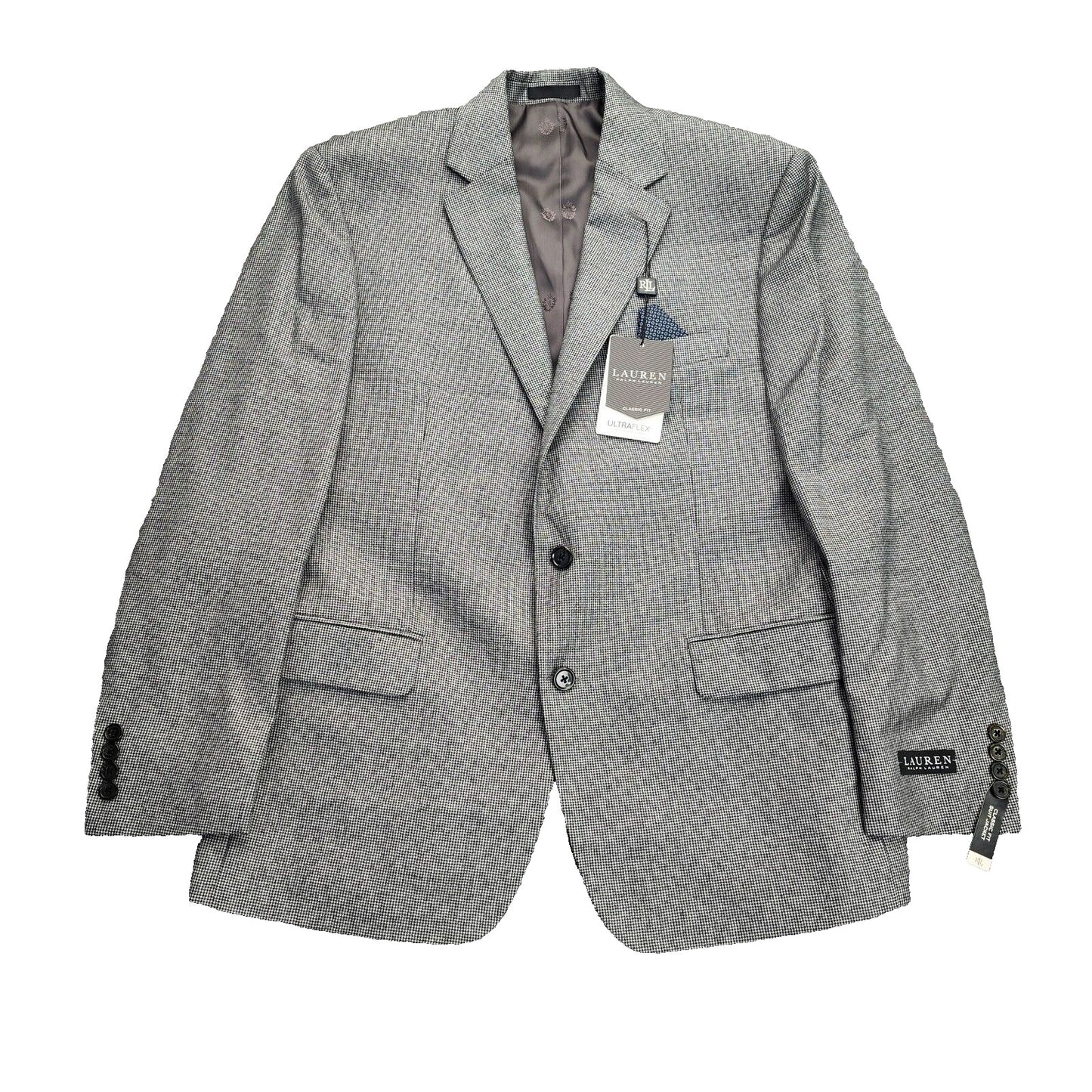 Lauren Ralph Lauren Classic-Fit Wool Suit Jacket Black/White Houndstooth 42R NWT