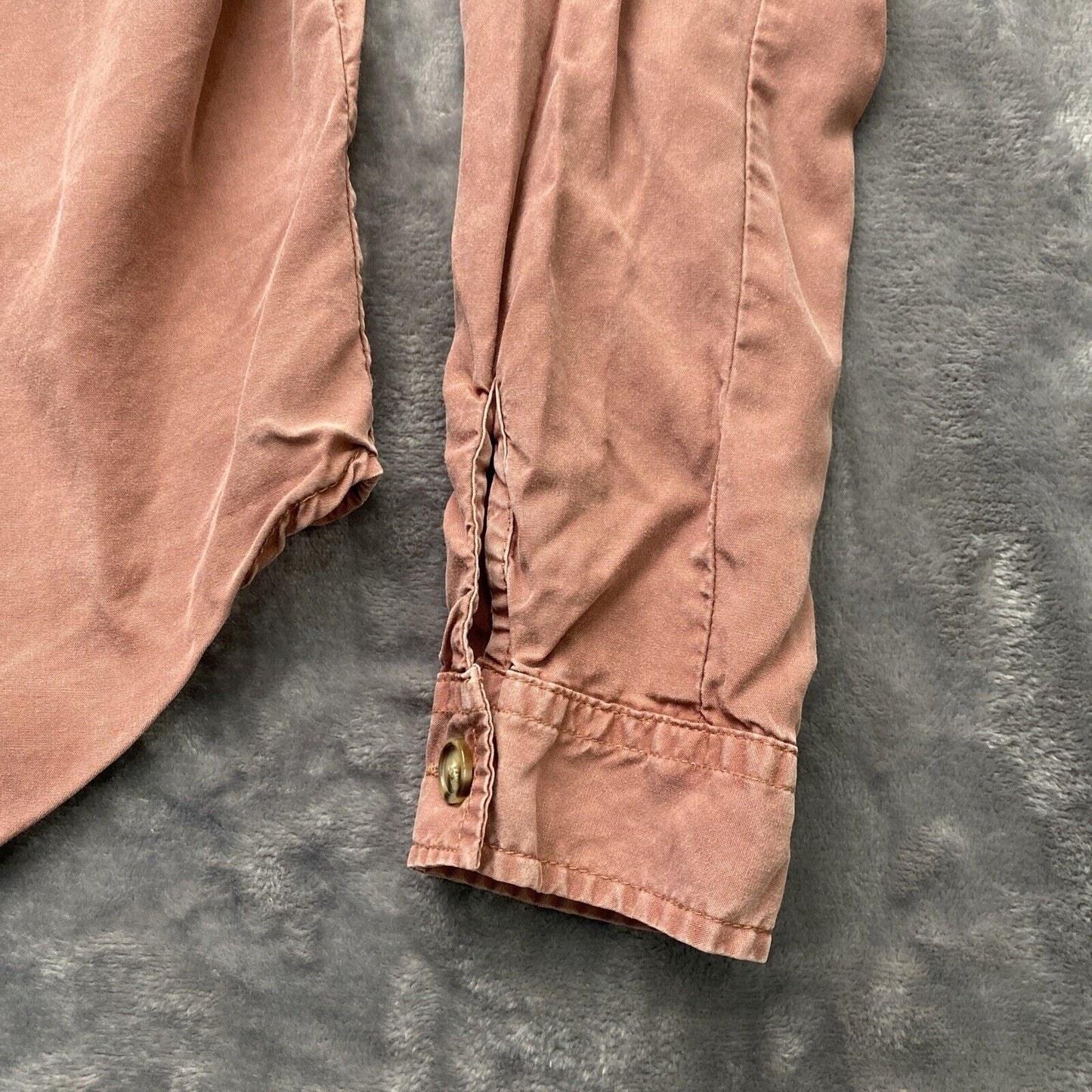 Thread & Supply Shirt Dress Womens Large Pink / Peach Button Up Roll Tab Sleeve