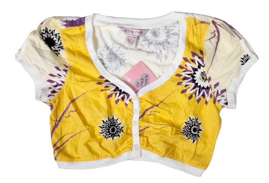 In The Pink Womens Yellow Floral Crop Top Size Medium