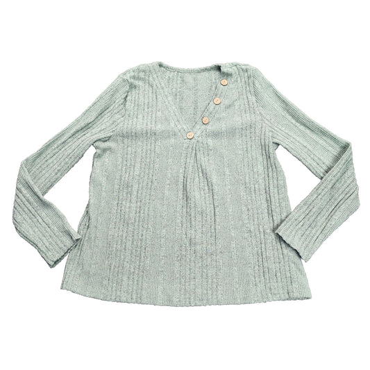 CUPSHE Womens Sage Ribbed V-Neck Long Sleeve Tee Medium