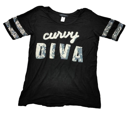 Ashley Stewart t-shirt jersey style Curvy Diva  size 10/12