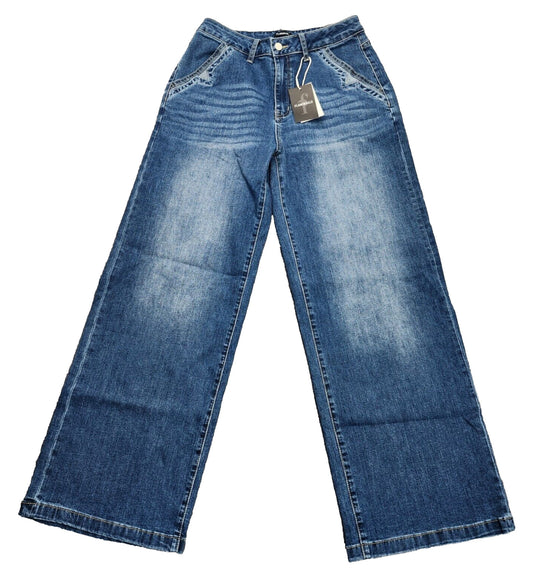 Flamingals Women's Wide Leg Jeans High Waist Vintage Style Pants Size M