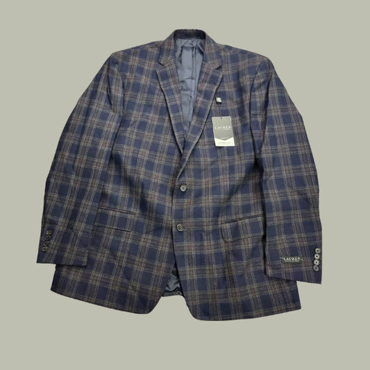 Lauren Ralph Lauren Polyester Blue Plaid Suit Jacket Blazer 44L NWT