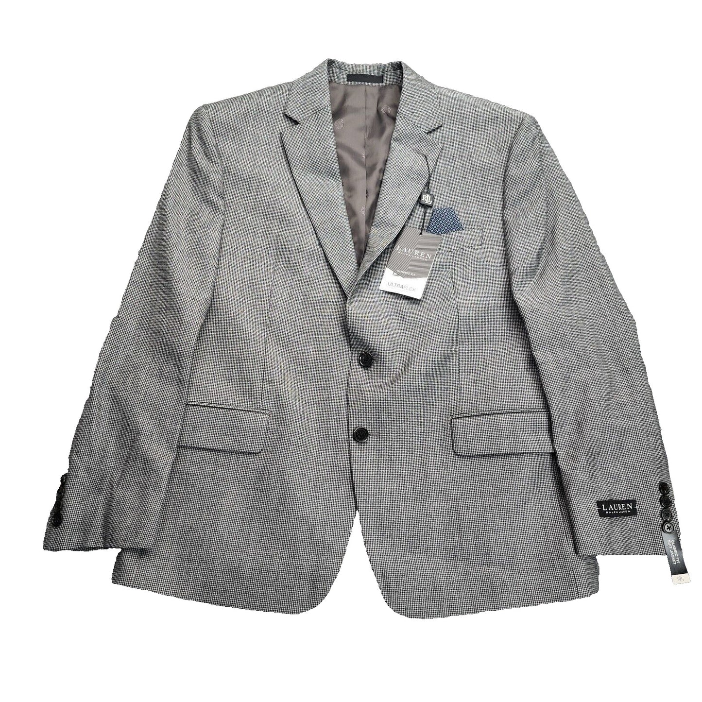 Lauren Ralph Lauren Classic-Fit Wool Suit Jacket Black/White Houndstooth 42S NWT