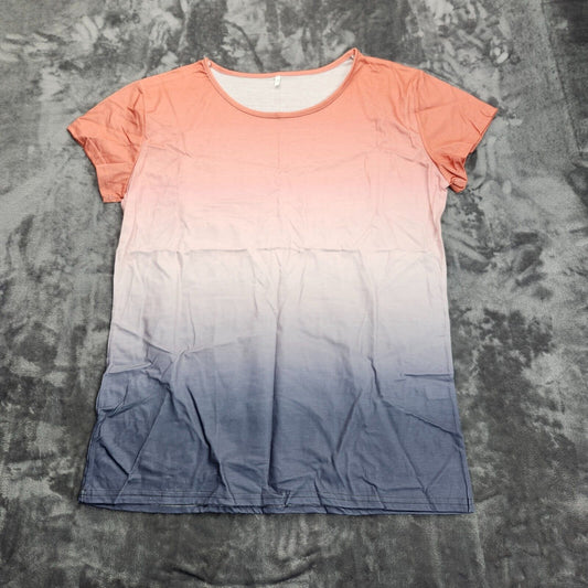 Womens Tie Dye Short Sleeve T Shirts Ombre Crew Neck Tops Loose Fit Athletic 3XL