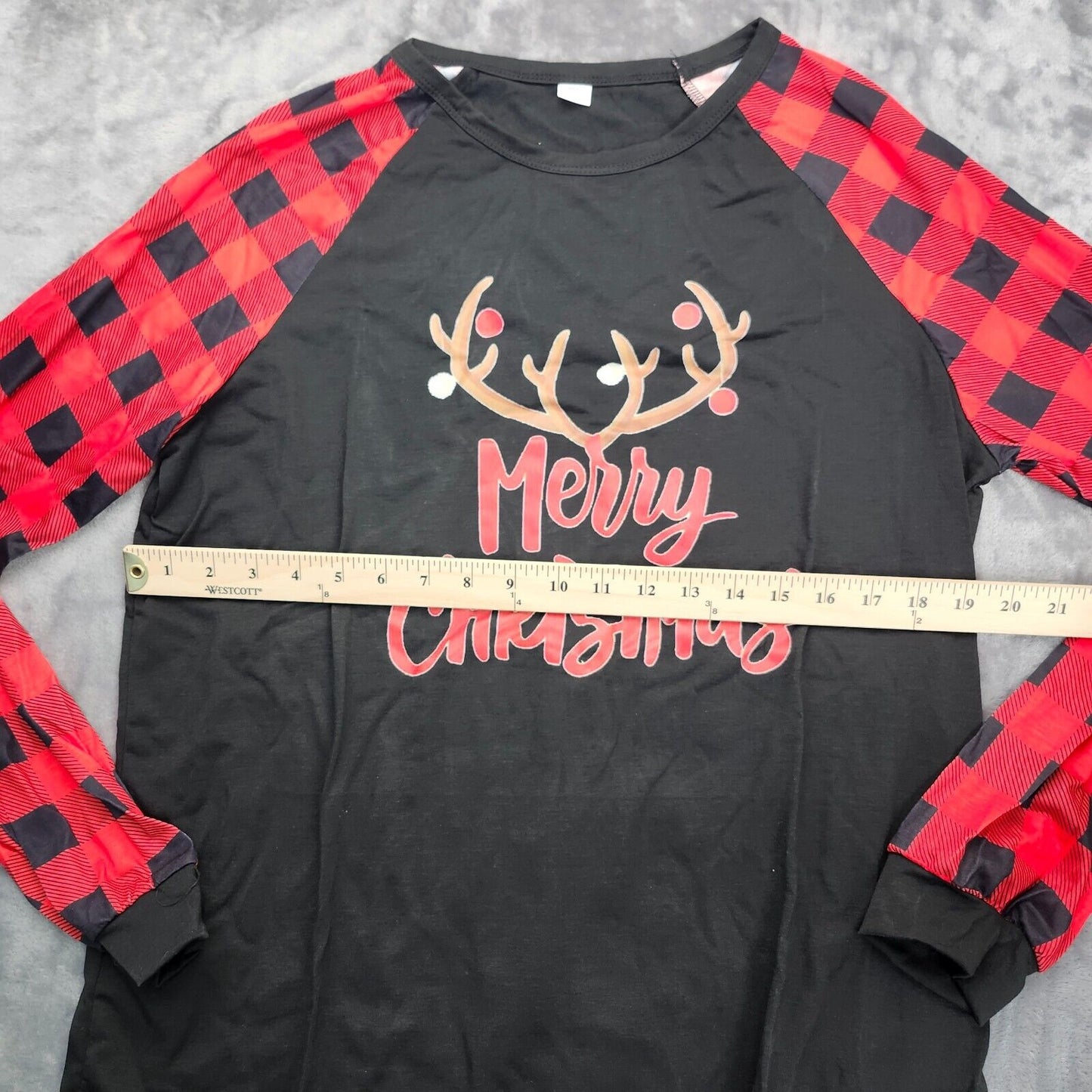 Mens Long Sleeve Blouses Plaid Print Splicing Round Neck Sleepwear set M