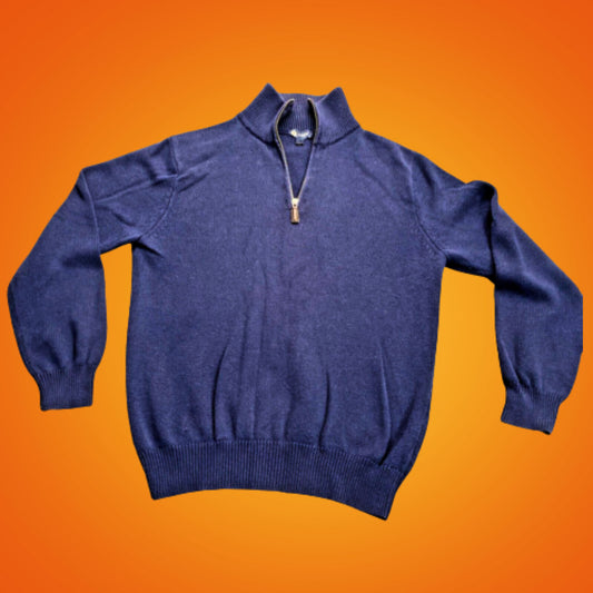 J Crew Slim Cotton-Cashmere Blend 1/4 Zip Pullover Sweater Mens Small Blue