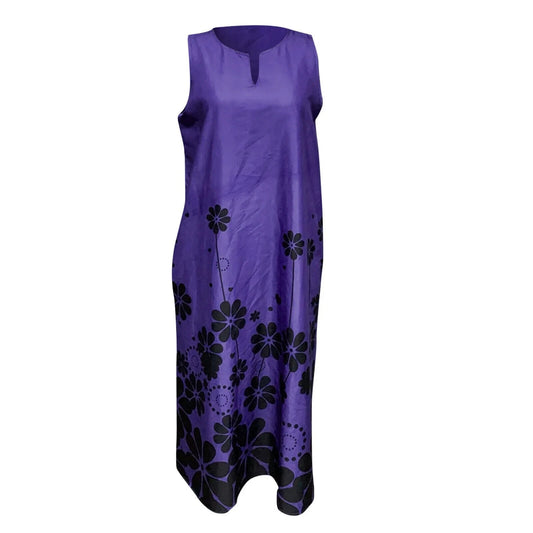 Polyester Sleeveless Full-Length Maxi Dress Women's Floral V neck Size XL