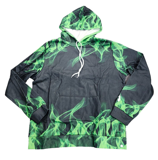Men’s Flame 3D Printing Hoodie Sweatshirt, Unisex Pullover Hoodie Green XL