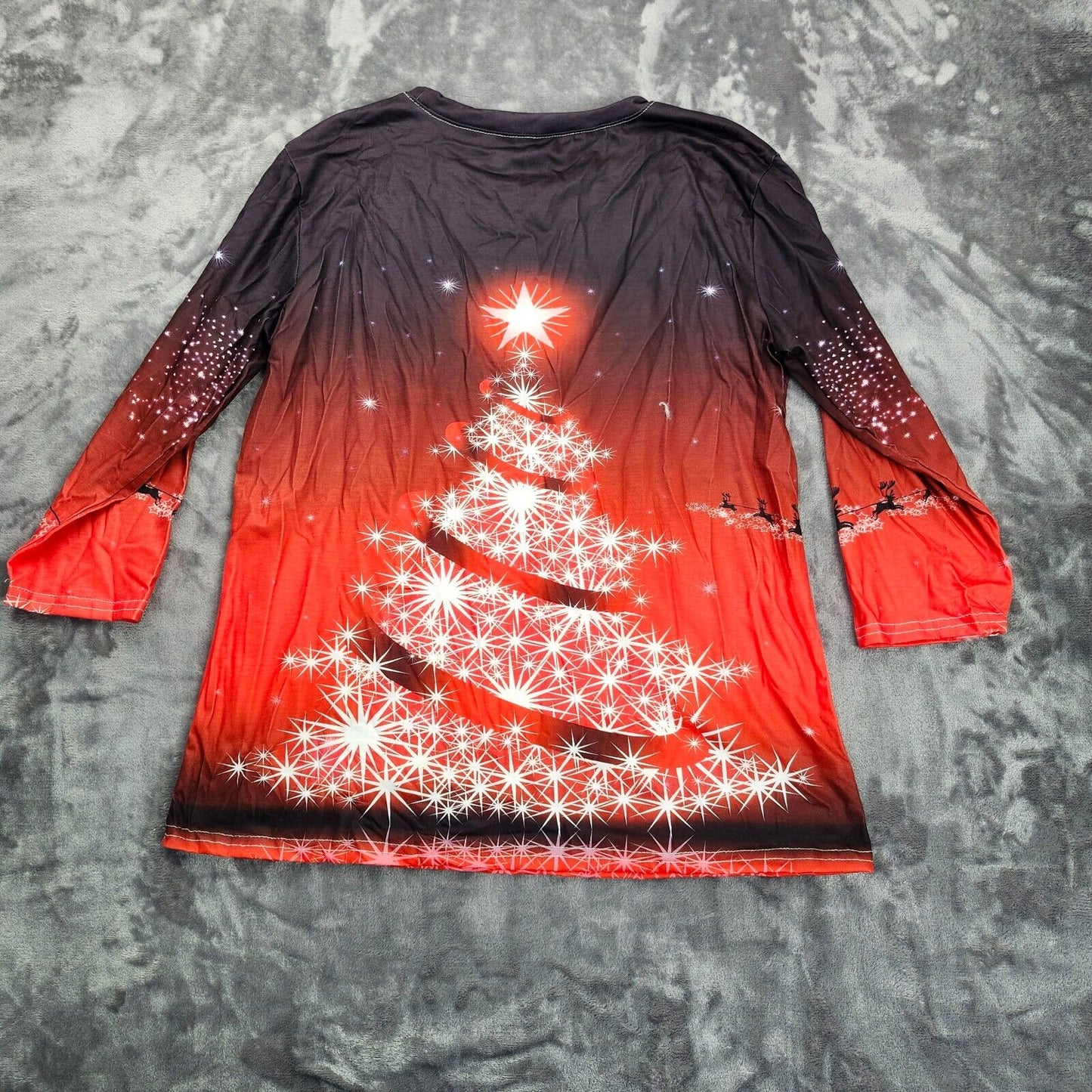 Women’s Long Sleeve Christmas Tree Print Shirts Loose Tunic Tops Medium