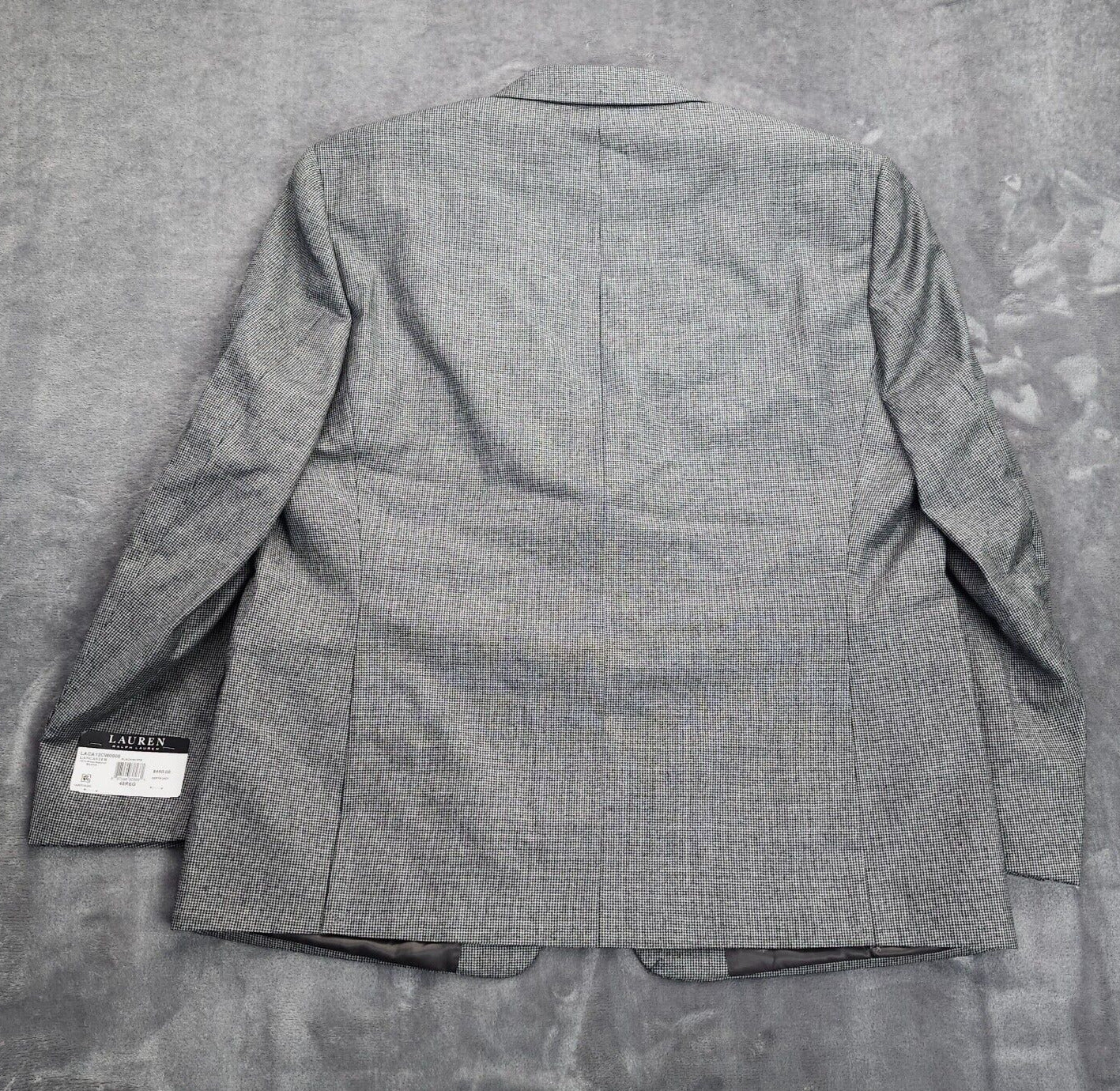 Lauren Ralph Lauren Classic-Fit Wool Suit Jacket Black/White Houndstooth 48R NWT