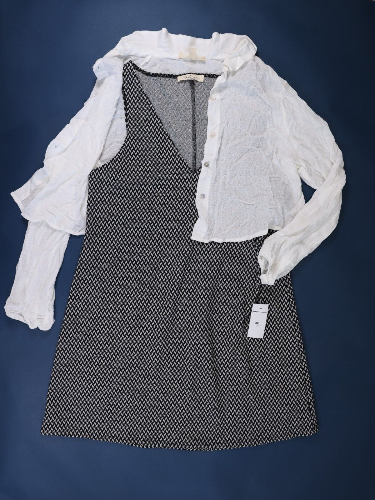 kingston grey Womens 2 piece Grey and white dress and cover up size XXL