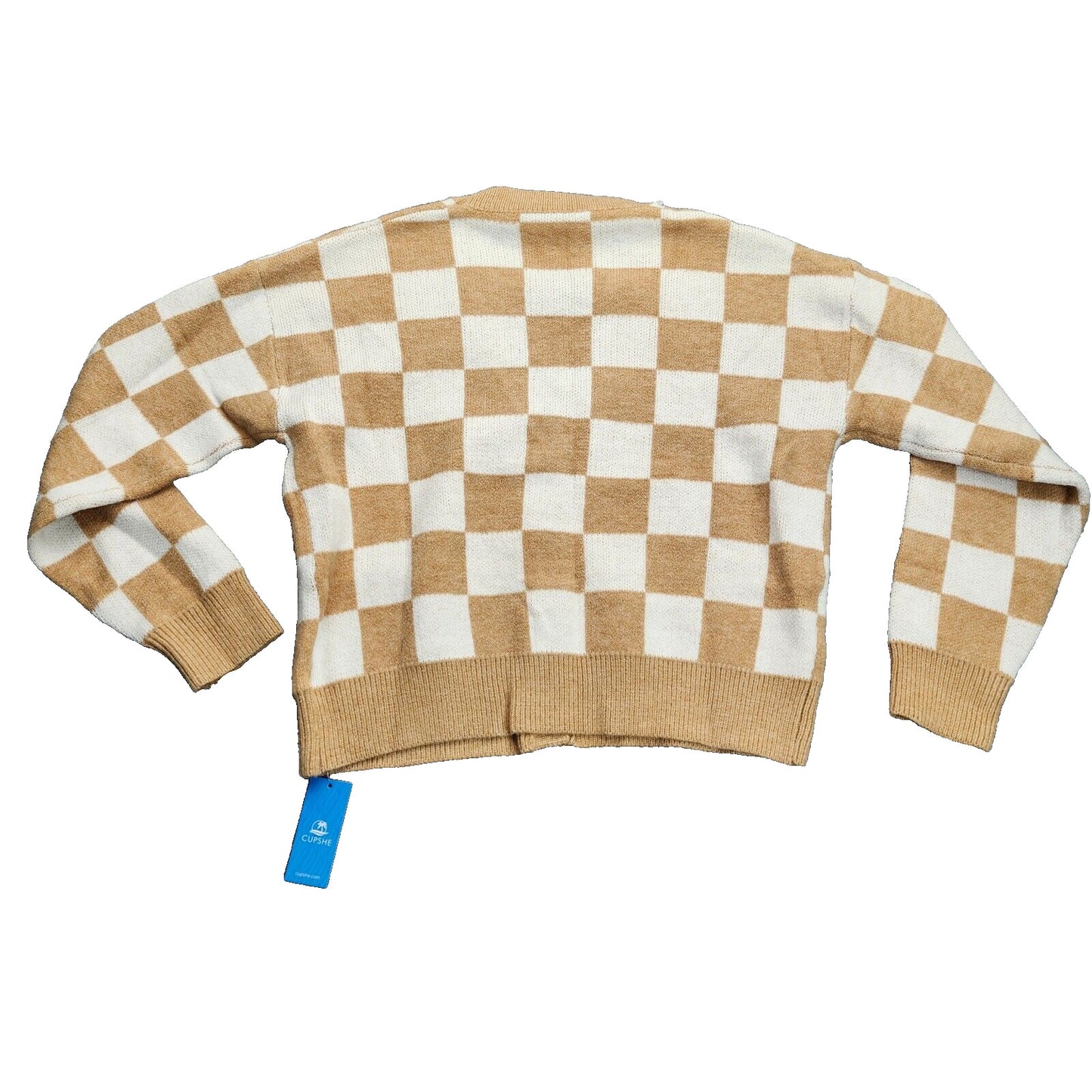 CUPSHE Womens Checkered Button-Front Cardigan Size Medium