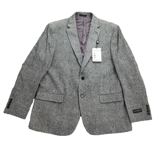 Lauren Ralph Lauren Classic-Fit Wool Suit Jacket Black/White Herringbone 50R NWT