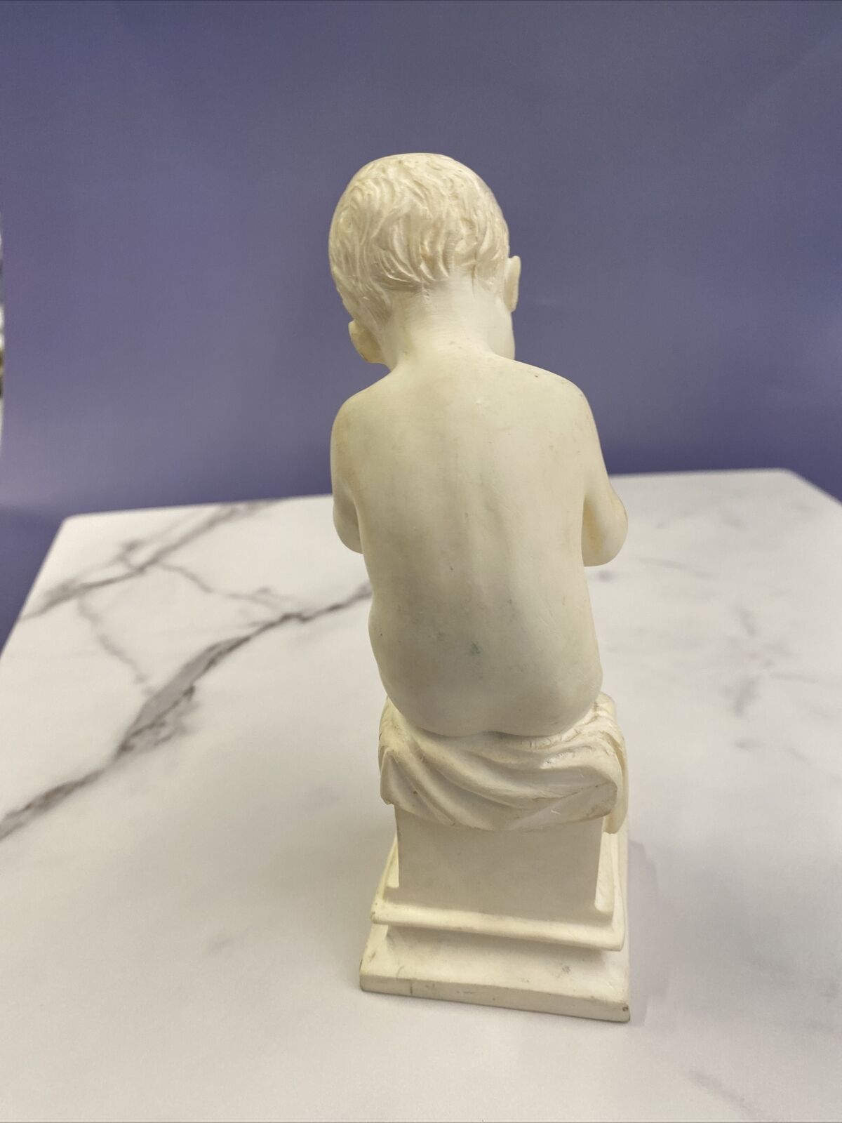 Antonio Canova Seated Child Reading Marble Composit Sculpture By Gino Ruggeri