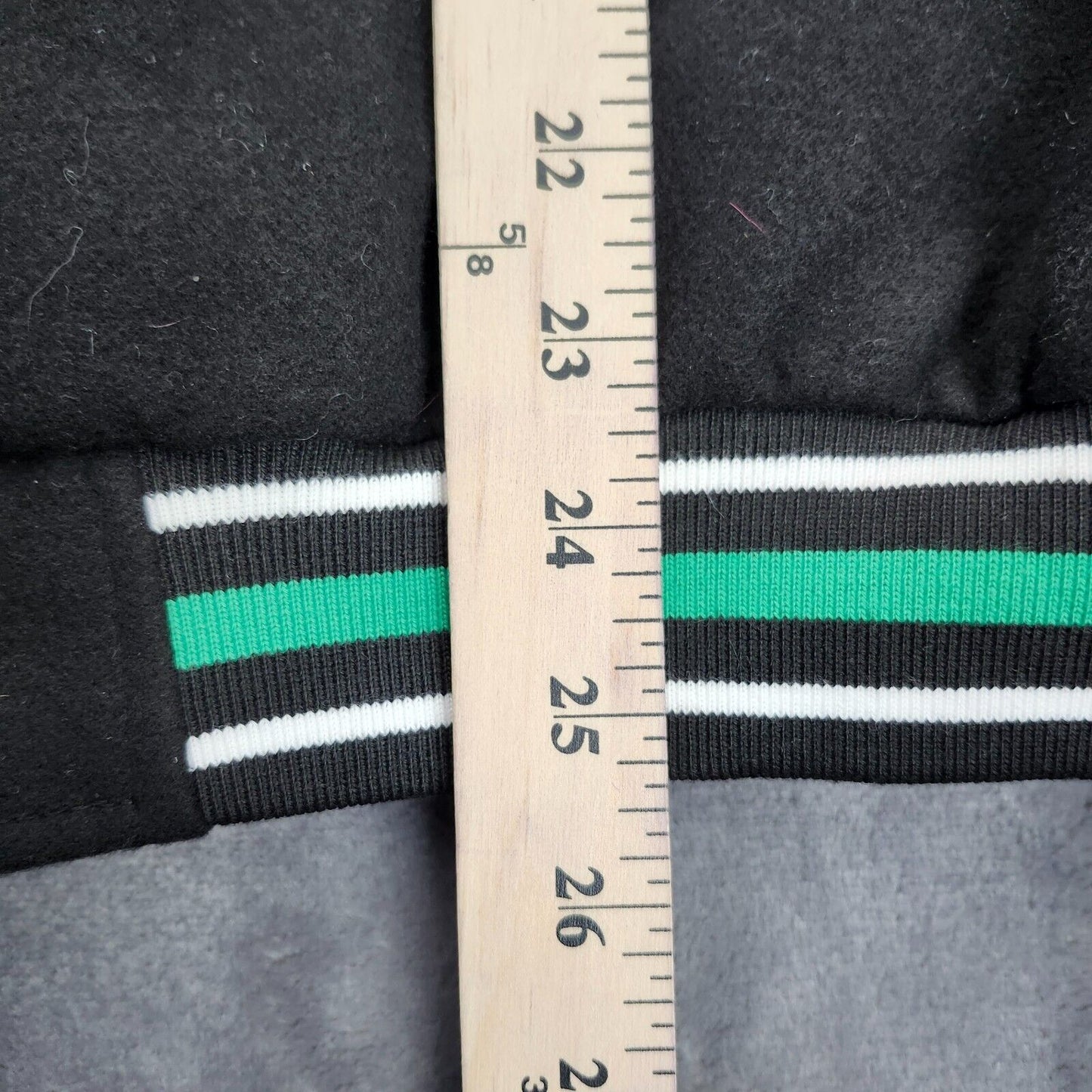 Finesse Bobby Black Varsity Jacket GREEN Varsity Logo Patch Jacket size small