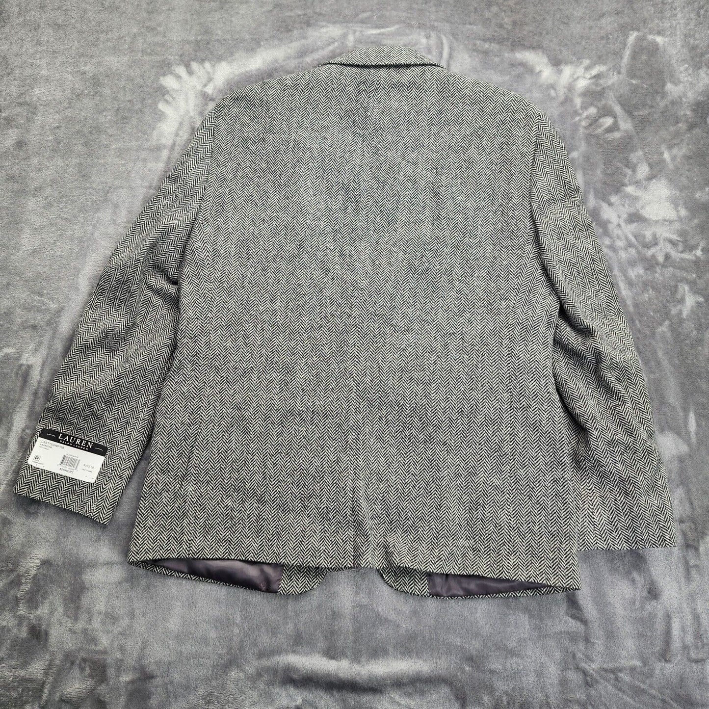 Lauren Ralph Lauren Classic-Fit Wool Suit Jacket Black/White Herringbone 42S NWT