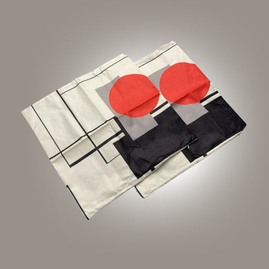 Cotton Woven Pillow Covers Set of 2 Modern Luxury Cushion Cases Red Black Gray