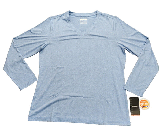 TACVASEN Womens UPF 50+ Sun Protection V Neck Long Sleeve Quick Dry Top XL
