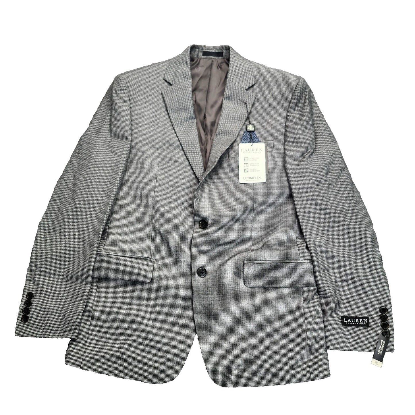 Lauren Ralph Lauren Classic-Fit Wool Suit Jacket Black/White Houndstooth 38R NWT