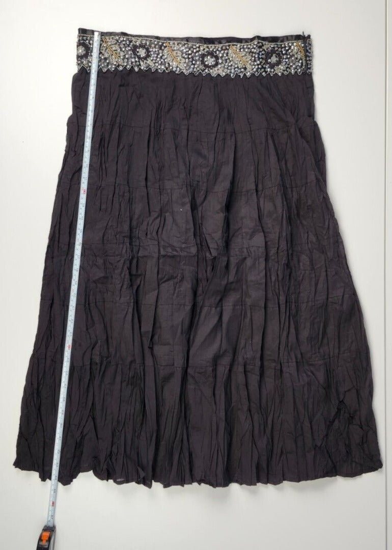 Citicraze Casualwear Inc womens XL BLack Crinkle Maxi Skirt