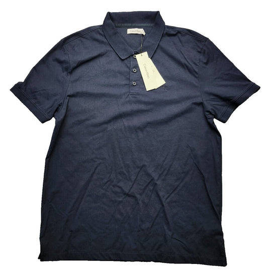 Calvin Klein Mens Monogram Logo Polo Shirt Blue Large