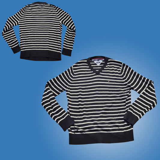 Tommy Hilfiger Sweater Womens XL Blue White Striped Long Sleeve Ladies Nautical