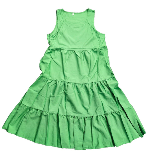 Women's Sleeveless Party Beach Dress, Fashion Holiday Summer Dress Green XL